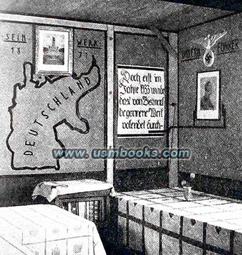 RAD barracks with Nazi eagle and swastika decor